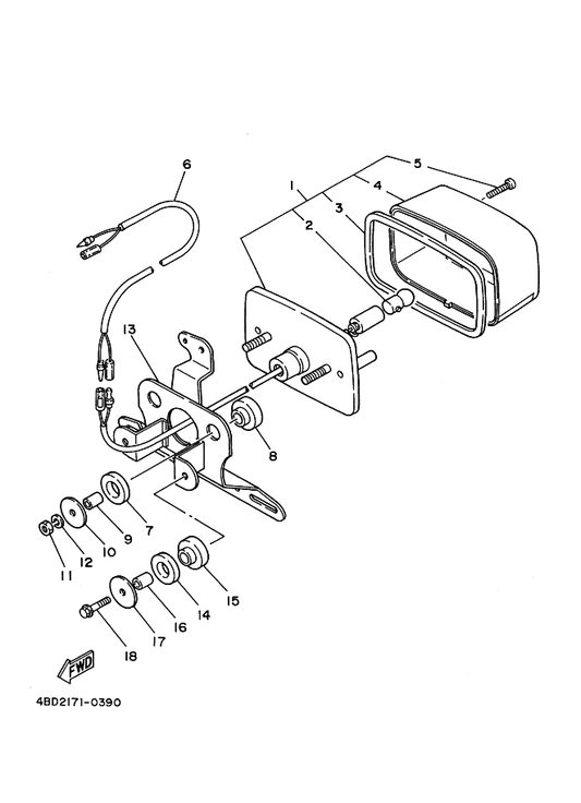Yamaha 97780-40130 . Screw, Tapping — shown on the Taillight 2 parts diagram