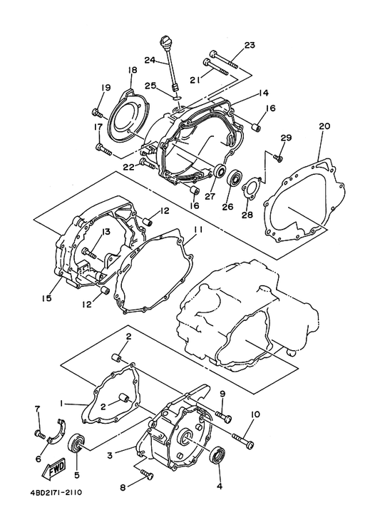 Yamaha 90151-05055 . スクリユ,カウンタサンク — shown on the Crankcase Cover 1 parts diagram