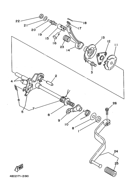 Yamaha 24W-18179-00 Guide — shown on the Shift Shaft parts diagram