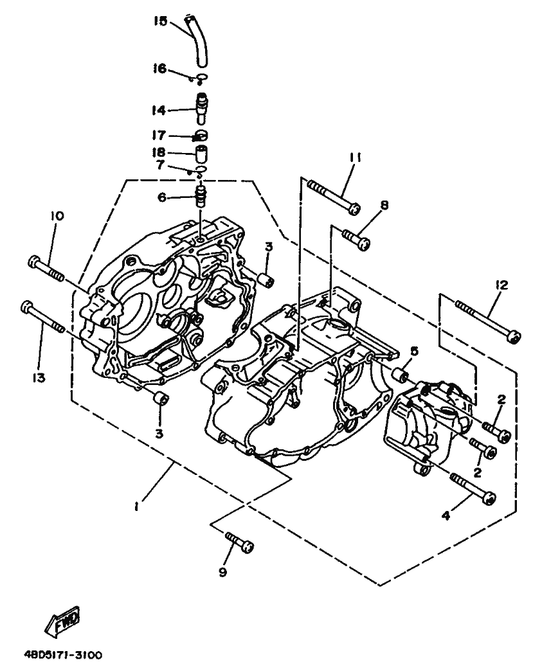 Yamaha 98580-06575 Screw, Pan Head — shown on the Crankcase parts diagram