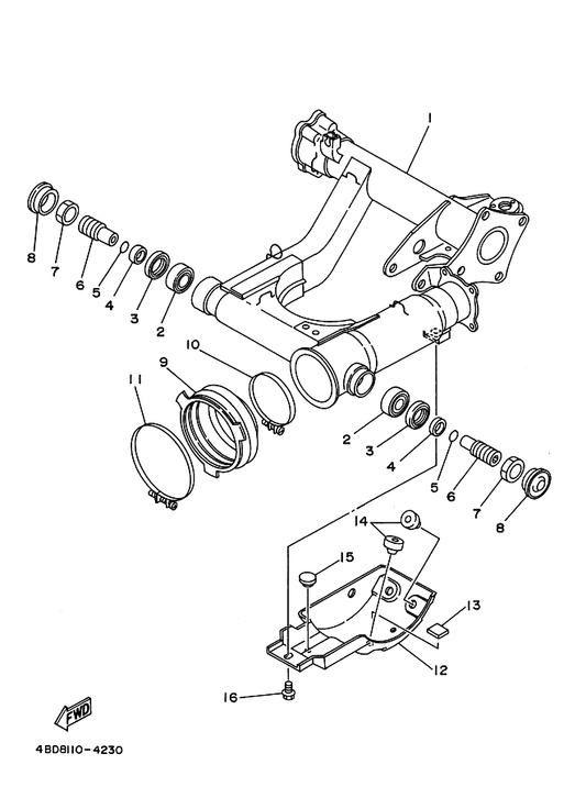 Yamaha 90387-1701D Collar — shown on the Rear Arm parts diagram