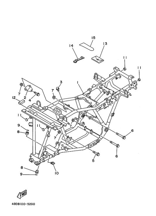 Yamaha 95817-08105 Bolt, Flange — shown on the Frame parts diagram