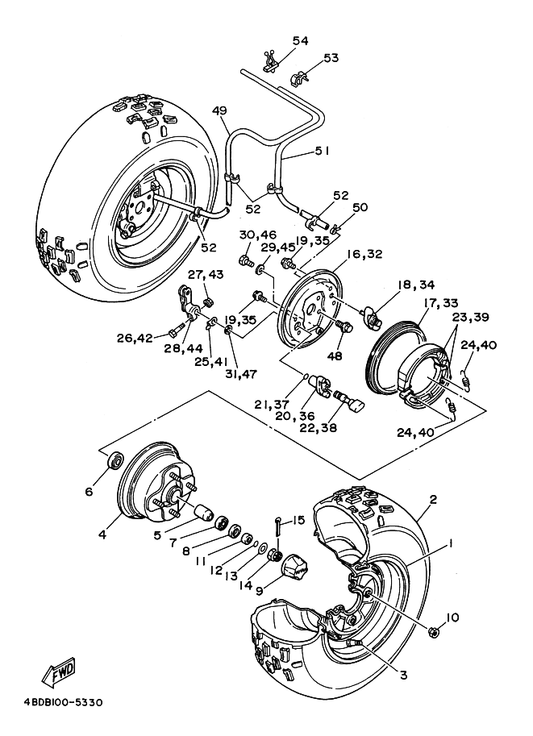 Yamaha 90445-072G8 Hose — shown on the Front Wheel parts diagram