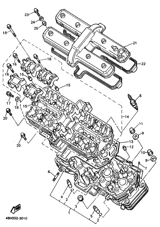 Yamaha 3FV-11182-00 Gasket, Cylinder Head 2 — shown on the Cylinder Head parts diagram