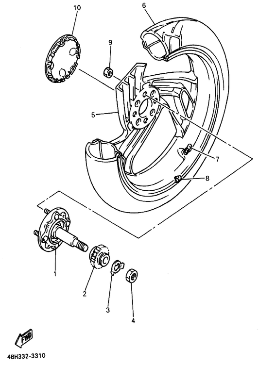 Yamaha 93900-00031 Valve, Rim — shown on the Front Wheel parts diagram