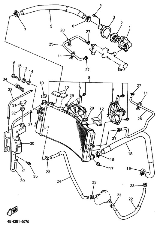 Yamaha 90464-26114 Clamp — shown on the Radiator & Hose parts diagram