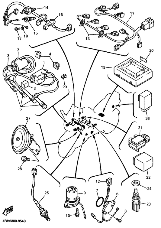 Yamaha 90464-16115 Clamp — shown on the Electrical 1 parts diagram