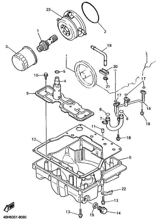Yamaha 4FM-13414-00 Gasket, Strainer Cover — shown on the Oil Cleaner parts diagram