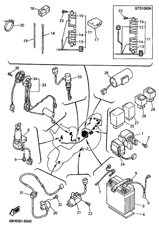 Yamaha 3YA-82378-00 Connector — shown on the Electrical 2 parts diagram