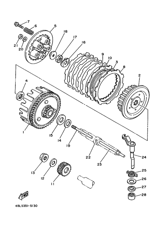 Yamaha 37F-16351-00 Plate, Pressure 1 — shown on the Clutch parts diagram
