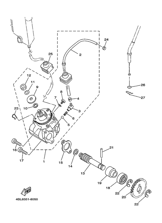 Yamaha 90501-02217 . Spring, Compression — shown on the Oil Pump parts diagram