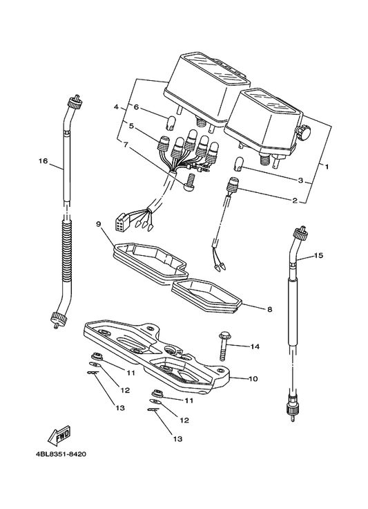 Yamaha 3BN-83560-10 Tachometer Cable Assy — shown on the Meter parts diagram