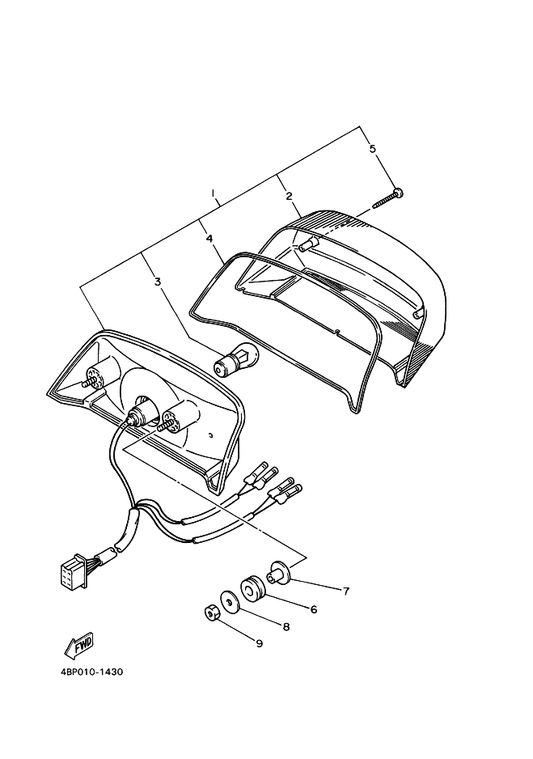 Yamaha 4BP-8471J-00 . Screw, Taillight — shown on the Taillight parts diagram