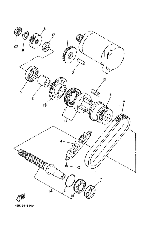 Yamaha 4BR-16155-00 Absorber 1 — shown on the Starter Clutch parts diagram