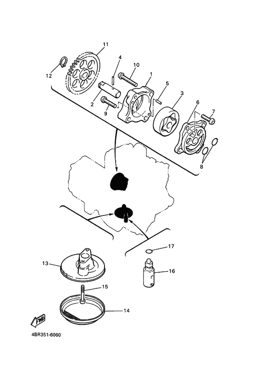 Yamaha 4G0-13316-00 Cover, Pump — shown on the Oil Pump parts diagram