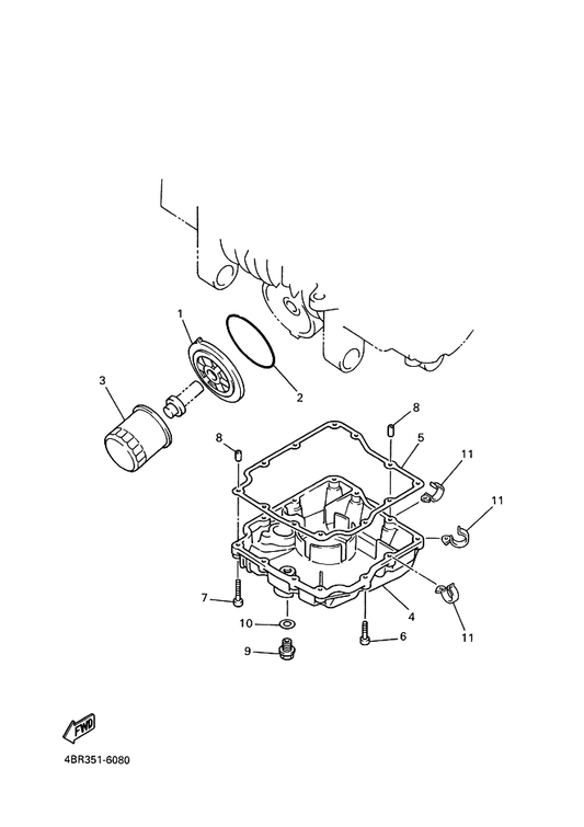 Yamaha 4BR-13414-00 Gasket, Strainer Cover — shown on the Oil Cleaner parts diagram