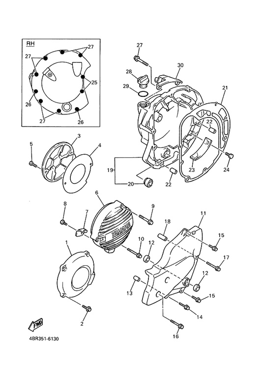 Yamaha 90387-064Y1 Collar — shown on the Crankcase Cover 1 parts diagram