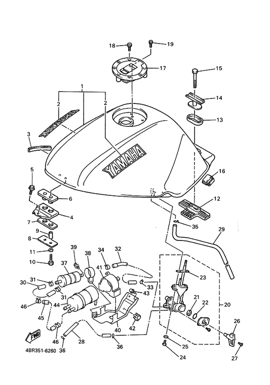 Yamaha 3HE-24524-00 Lever, Cock — shown on the Fuel Tank parts diagram