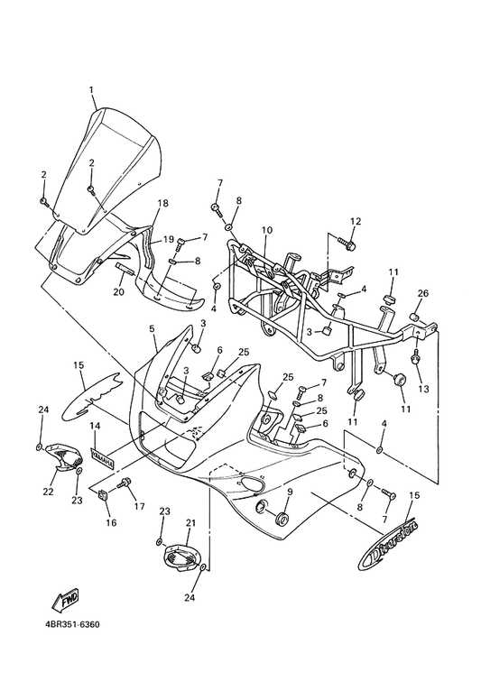 Yamaha 90202-05147 Washer, Plate — shown on the Cowling 1 parts diagram