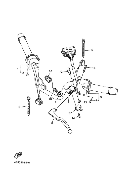 Yamaha 4KM-82911-00 Holder, Lever 1 — shown on the Handle Switch & Lever parts diagram
