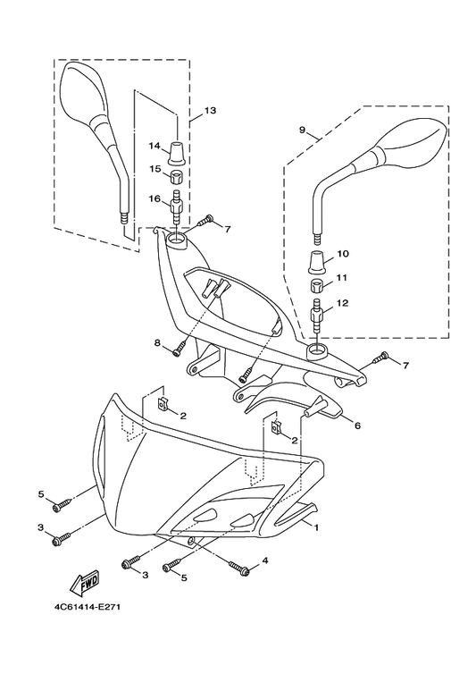 Yamaha 90160-05803 Screw, Round Tapping — shown on the Cowling 1 parts diagram
