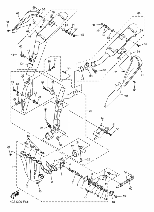 Yamaha 5VY-14623-00 . Gasket, Exhaust Pipe — shown on the Exhaust parts diagram