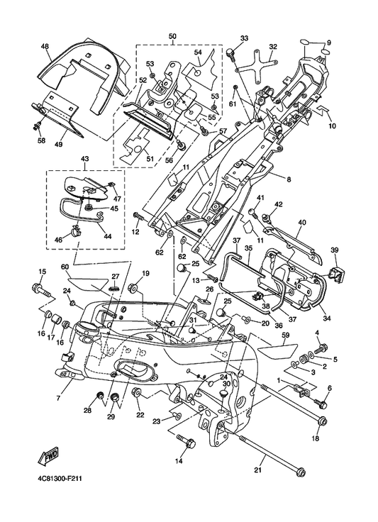 Yamaha 5VY-21269-00 Seal — shown on the Frame parts diagram