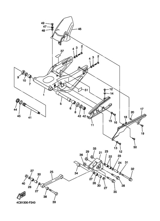 Yamaha 90110-10011 Bolt, Hexagon Socket Head — shown on the Rear Arm parts diagram