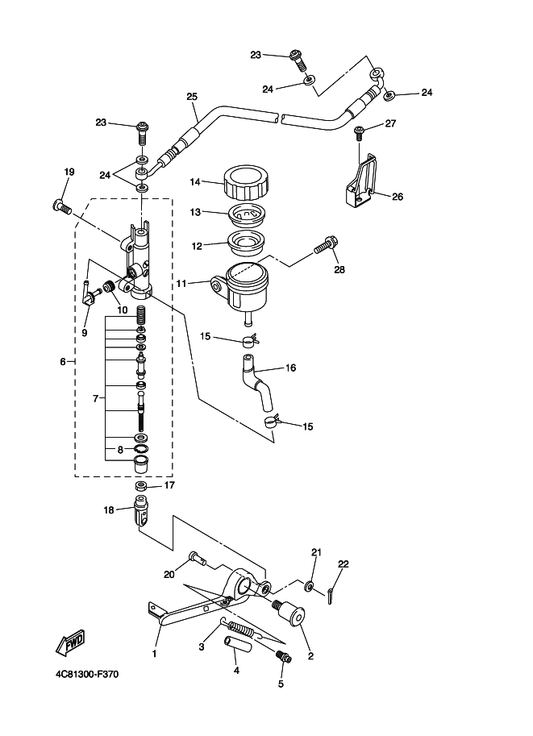 Yamaha 4C8-27211-00 Pedal, Brake — shown on the Rear Master Cylinder parts diagram