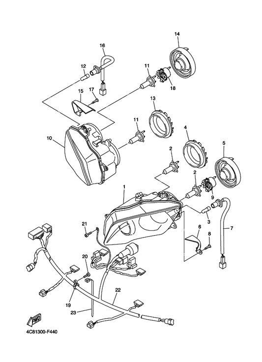 Yamaha 5SL-84397-00 . Cover, Socket — shown on the Headlight parts diagram