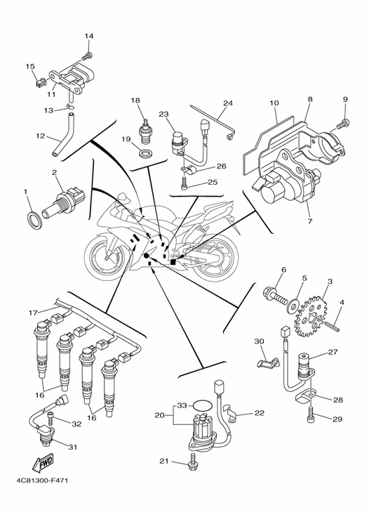 Yamaha 90464-51001 Clamp — shown on the Electrical 1 parts diagram