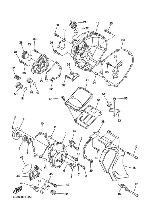 Yamaha 90340-32004 Plug, Straight Screw — shown on the Crankcase Cover 1 parts diagram