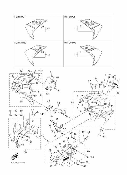 Yamaha 4C8-Y283U-80-P4 Panel Assembly 1 — shown on the Cowling 2 parts diagram