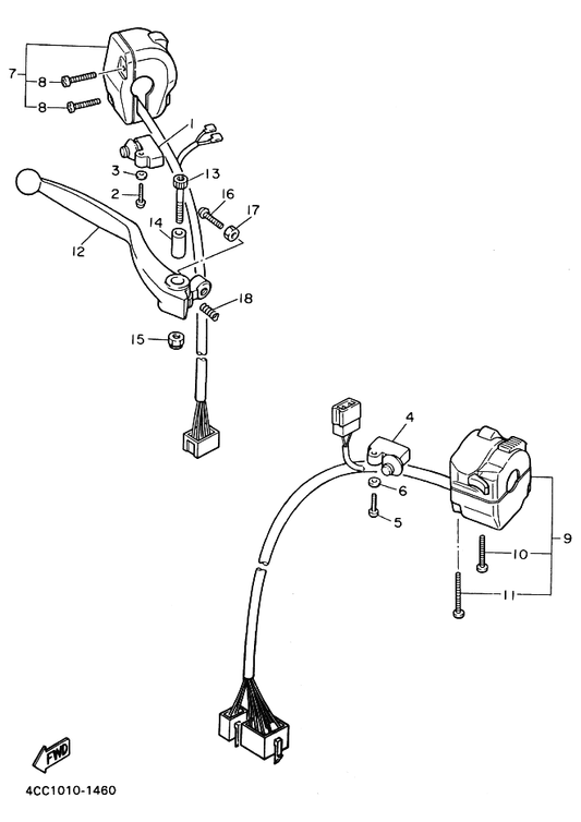 Yamaha 36Y-83922-00 レバー 2 — shown on the ハンドルスイツチ・レバー parts diagram