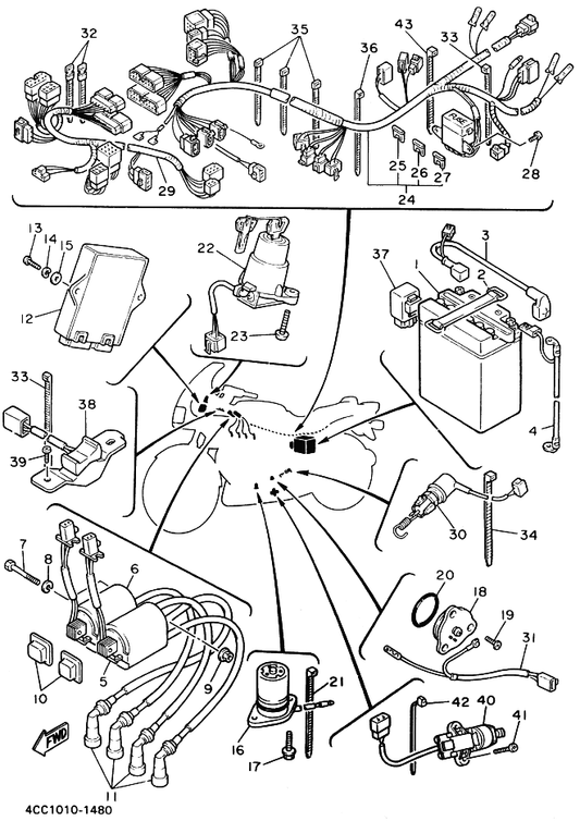 Yamaha 1L9-82540-00 Neutral Switch Assy — shown on the エレクトリカル 2 parts diagram