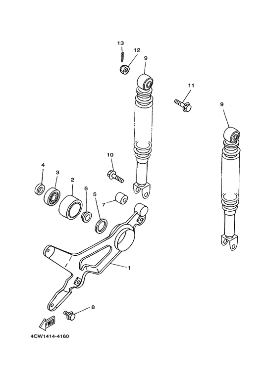 Yamaha 90387-158E1 Collar — shown on the Rear Arm & Suspension parts diagram