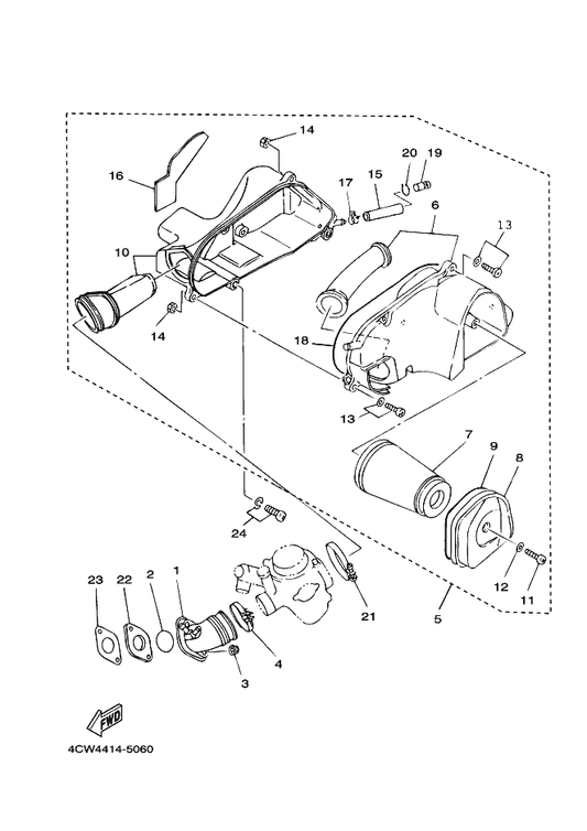 Yamaha 4CW-E3556-01 Gasket, Manifold — shown on the Intake parts diagram