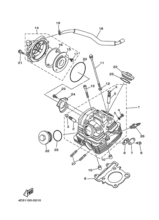 Yamaha 4D3-1112F-00 Plate 2 — shown on the Cylinder Head parts diagram