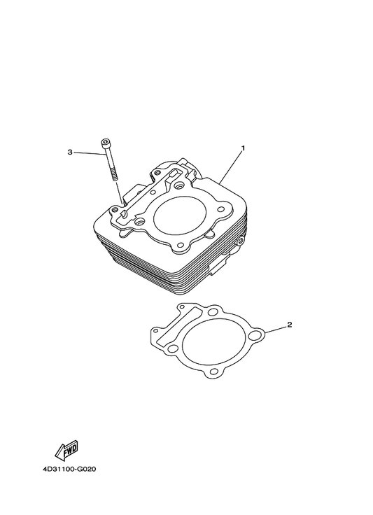 Yamaha 4D3-11351-00 Gasket, Cylinder — shown on the Cylinder parts diagram