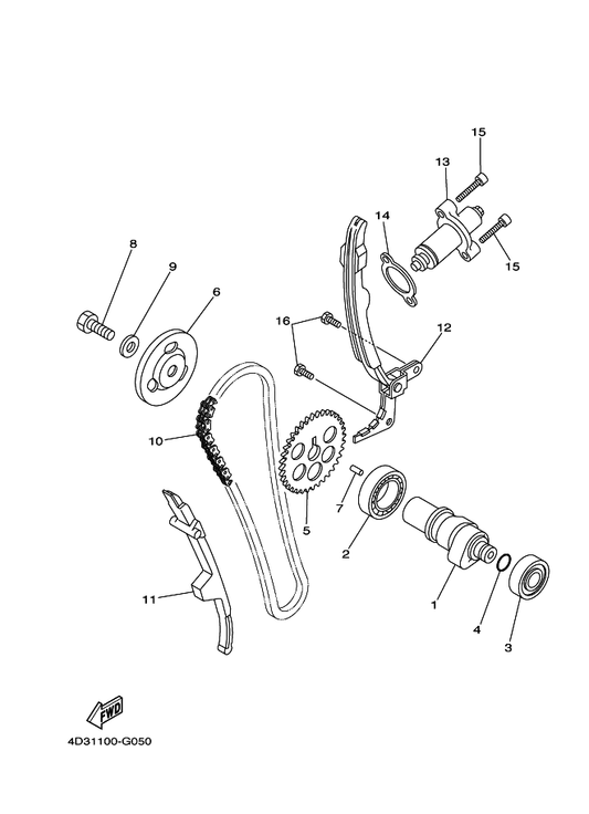 Yamaha 1S4-12171-00 Camshaft 1 — shown on the Camshaft & Chain parts diagram