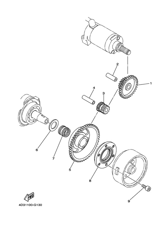 Yamaha 5XT-15515-00 Gear 3 (71T) — shown on the Starter Clutch parts diagram