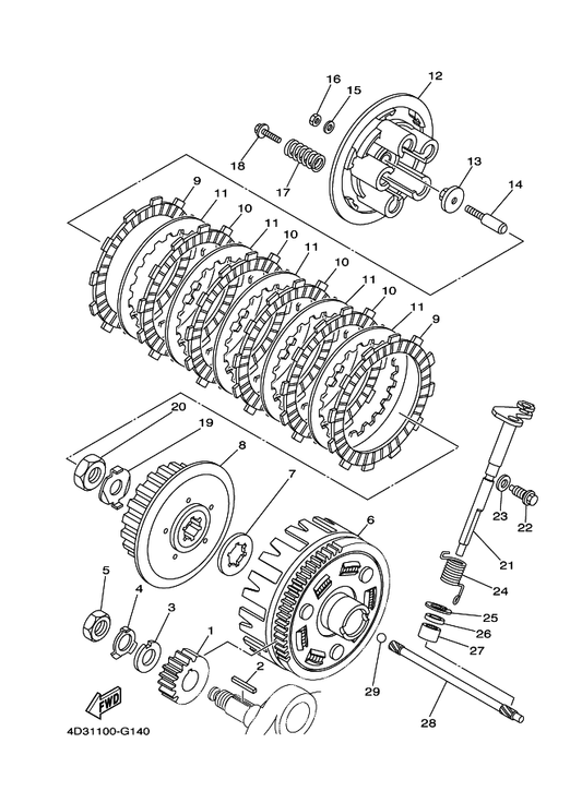 Yamaha 4GY-16351-00 Plate, Pressure 1 — shown on the Clutch parts diagram