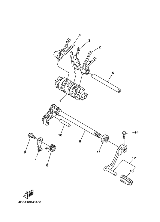 Yamaha 4TP-18140-00 Stopper Lever Assy — shown on the Shift Cam & Fork parts diagram
