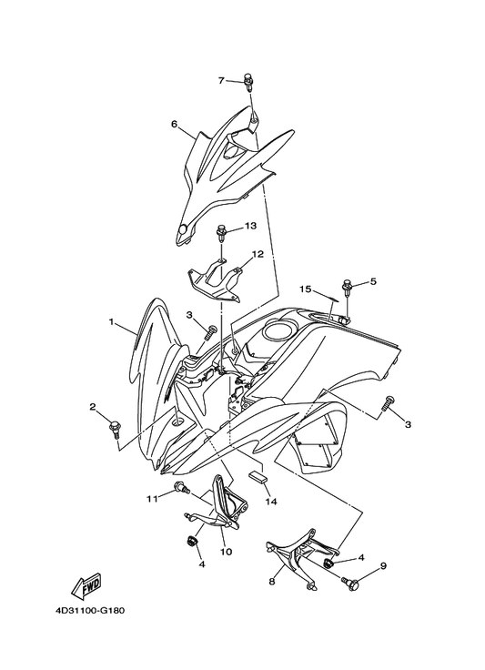 Yamaha 4D3-W215B-30 Front Fender Comp. 2 — shown on the Front Fender parts diagram