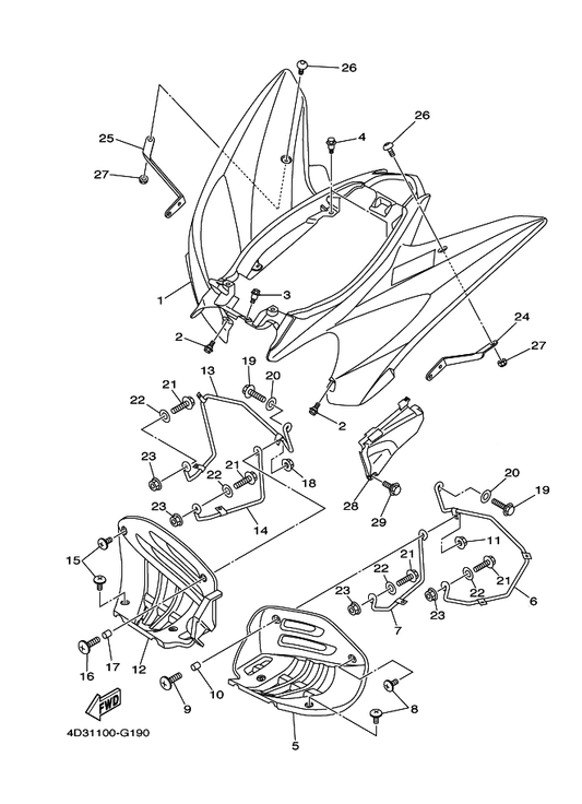 Yamaha 4D3-21614-00 Stay, Fender 2 — shown on the Rear Fender parts diagram