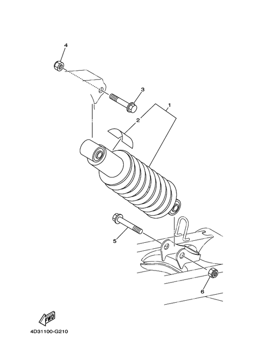 Yamaha 4D3-22210-20-33 Shock Absorber Assy, Rear — shown on the Rear Suspension parts diagram