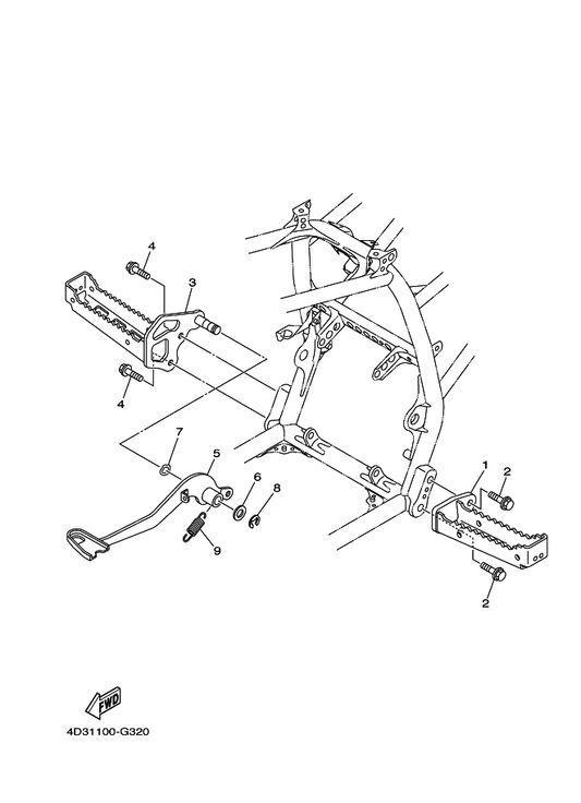 Yamaha 4D3-27411-00 Footrest 1 — shown on the Stand & Footrest parts diagram