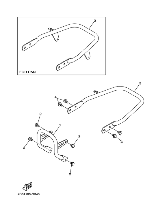 Yamaha 4D3-2845R-00-R4 Bar, Carry Rear — shown on the Guard parts diagram