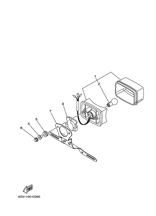 Yamaha 4D3-84751-00 Bracket, License — shown on the Taillight parts diagram