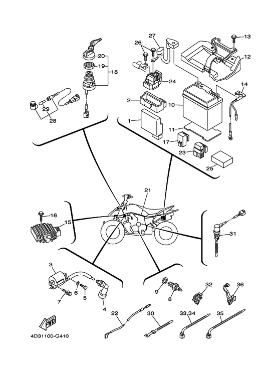 Yamaha 4D3-82541-00 Wire, Lead — shown on the Electrical 1 parts diagram